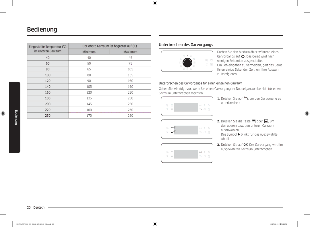 Samsung NV75M5571BM/EG manual Unterbrechen des Garvorgangs 