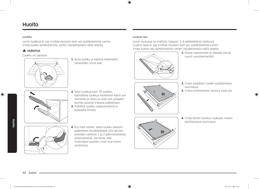 Samsung NV75M5572RS/EE, NV75K5571RS/EE manual Huolto 