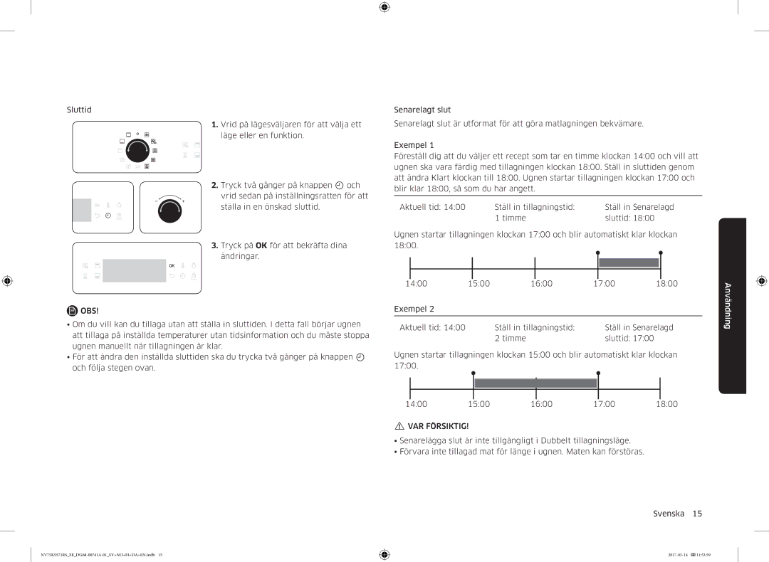 Samsung NV75K5571RS/EE, NV75M5572RS/EE manual Obs 