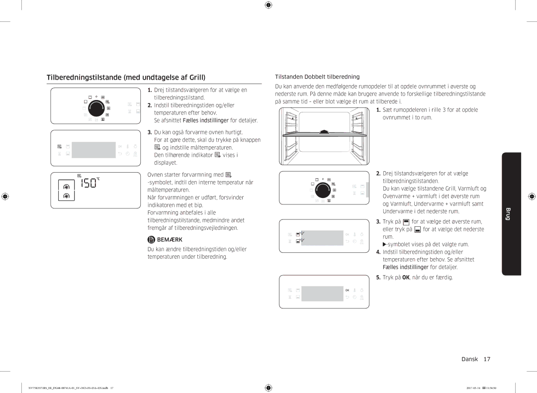 Samsung NV75K5571RS/EE, NV75M5572RS/EE manual Tilberedningstilstande med undtagelse af Grill 