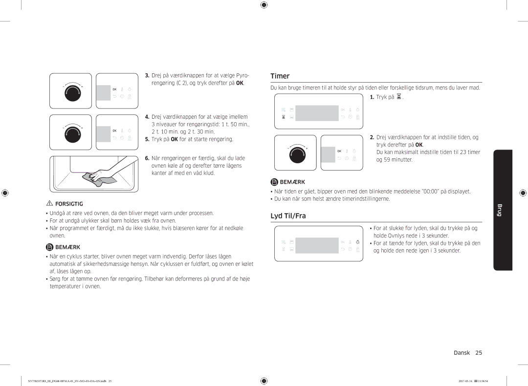 Samsung NV75K5571RS/EE, NV75M5572RS/EE manual Timer, Lyd Til/Fra 