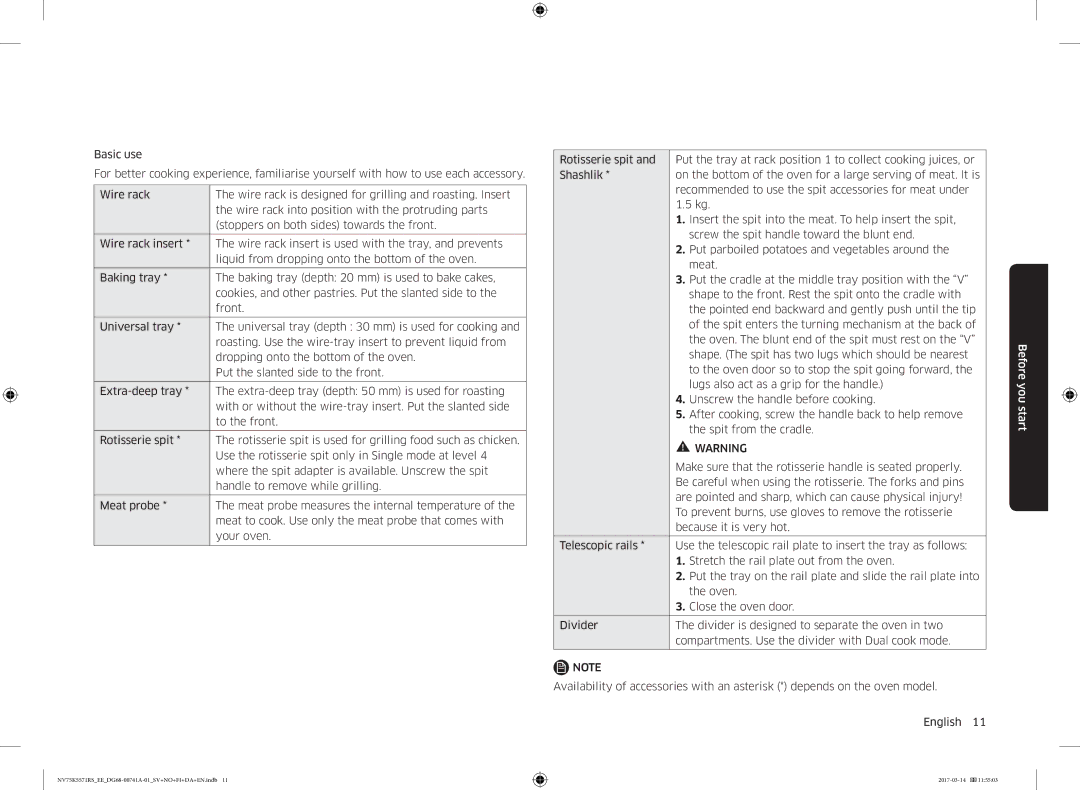 Samsung NV75K5571RS/EE, NV75M5572RS/EE manual Before you start 