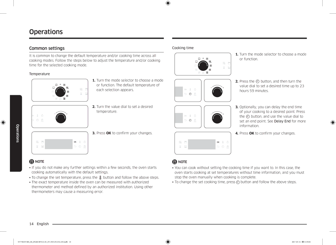 Samsung NV75M5572RS/EE, NV75K5571RS/EE manual Common settings 