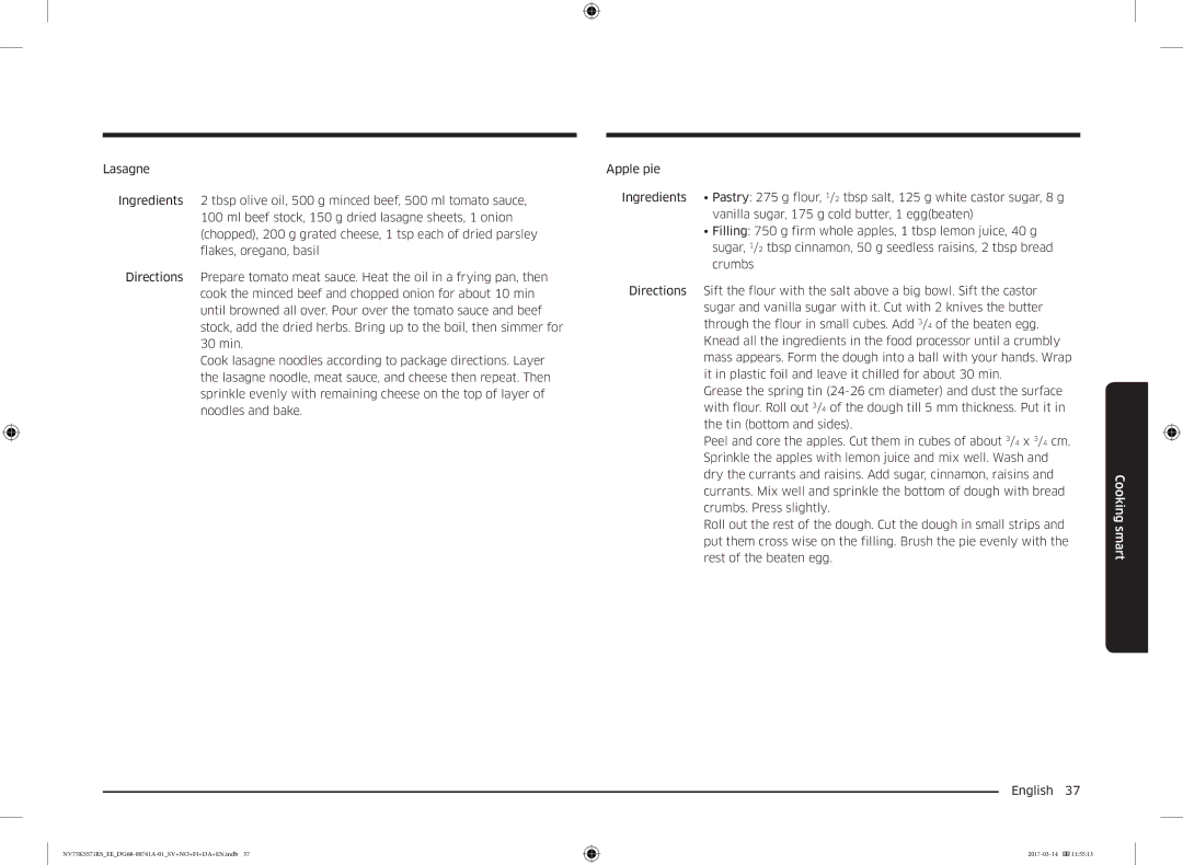 Samsung NV75K5571RS/EE, NV75M5572RS/EE manual Cooking smart 