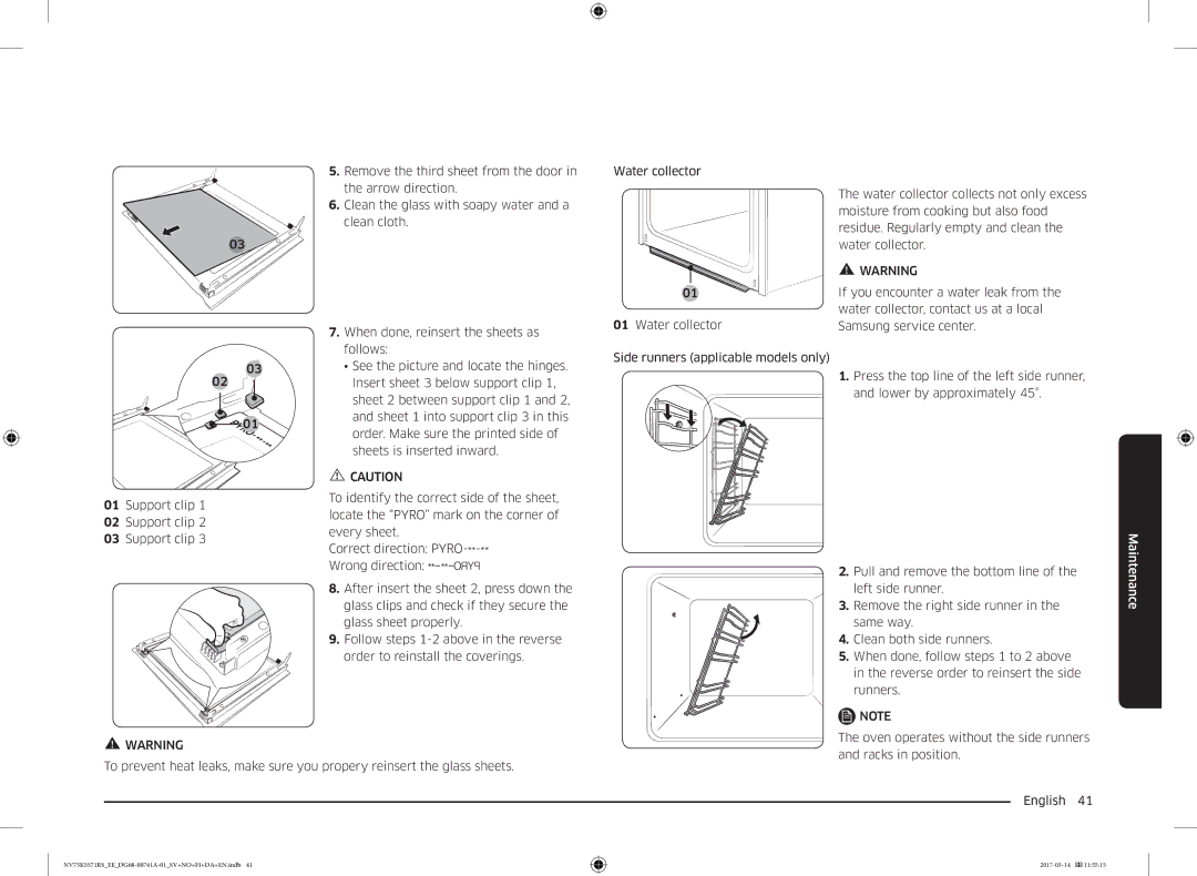 Samsung NV75K5571RS/EE, NV75M5572RS/EE manual Maintenance 