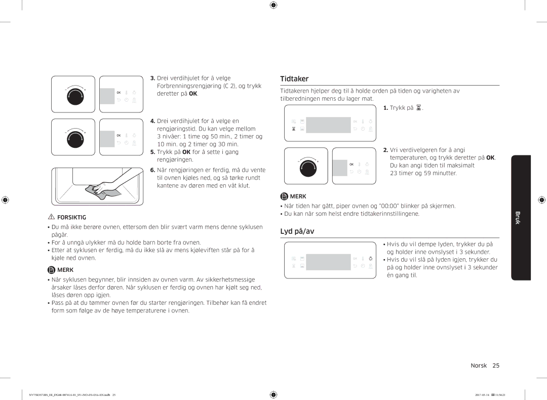 Samsung NV75K5571RS/EE, NV75M5572RS/EE manual Tidtaker, Lyd på/av 