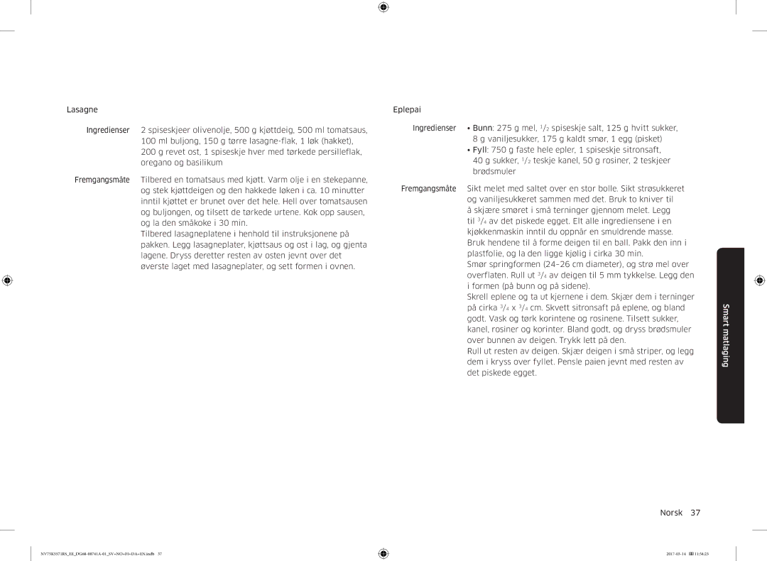 Samsung NV75K5571RS/EE, NV75M5572RS/EE manual Smart matlaging 