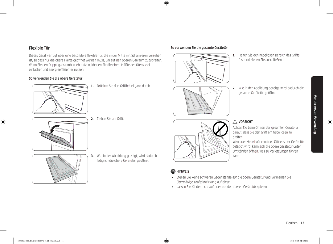 Samsung NV75N5641RS/EF manual Flexible Tür 