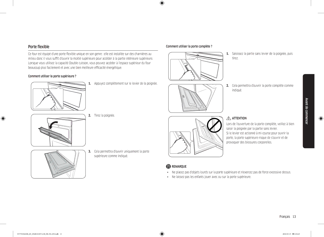 Samsung NV75N5641RS/EF manual Porte flexible 