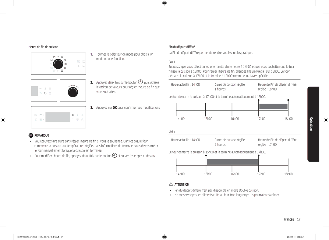 Samsung NV75N5641RS/EF manual Heure actuelle 14h00 Durée de cuisson réglée 