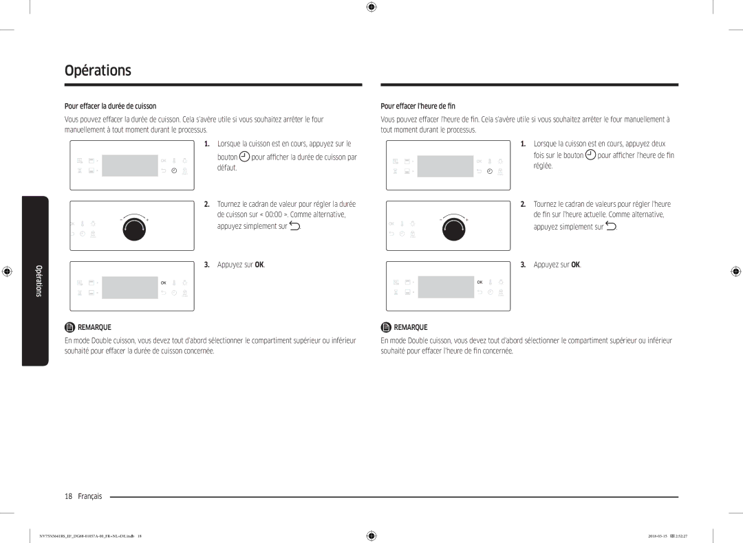 Samsung NV75N5641RS/EF Bouton pour afficher la durée de cuisson par défaut, De cuisson sur « 0000 ». Comme alternative 