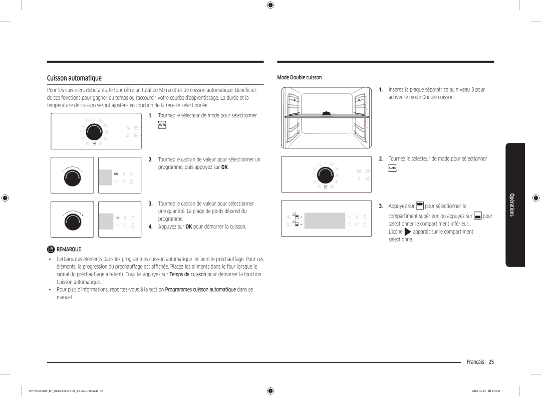 Samsung NV75N5641RS/EF manual Cuisson automatique 