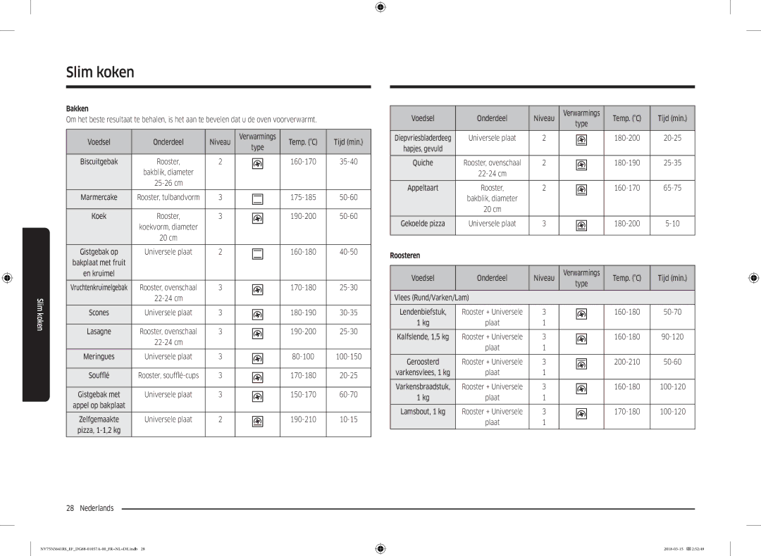 Samsung NV75N5641RS/EF manual Bakken, Roosteren 