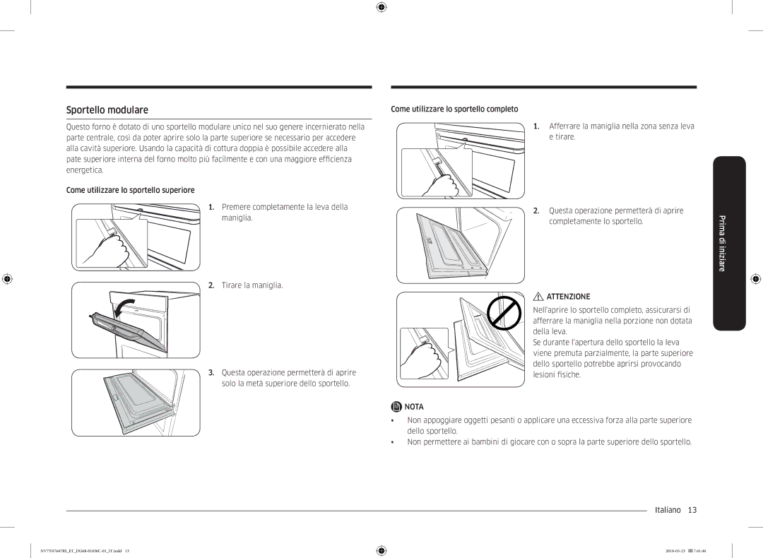 Samsung NV75N7647RS/ET manual Sportello modulare 