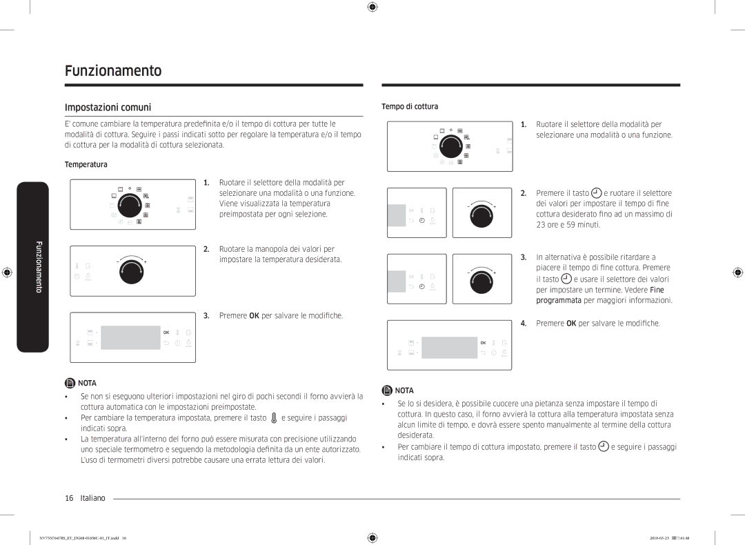 Samsung NV75N7647RS/ET manual Impostazioni comuni 