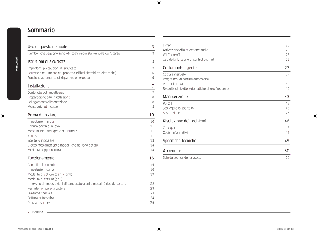 Samsung NV75N7647RS/ET manual Sommario 