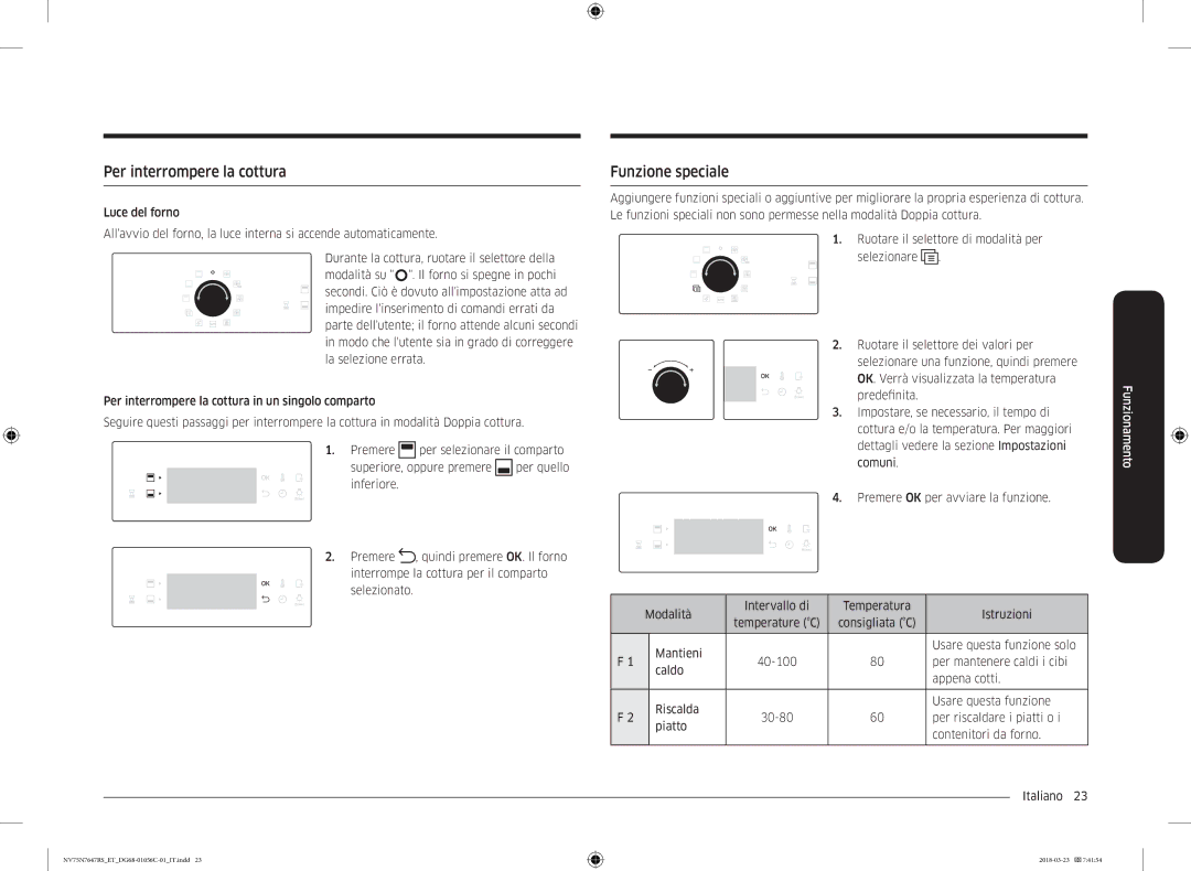 Samsung NV75N7647RS/ET manual Per interrompere la cottura, Funzione speciale 