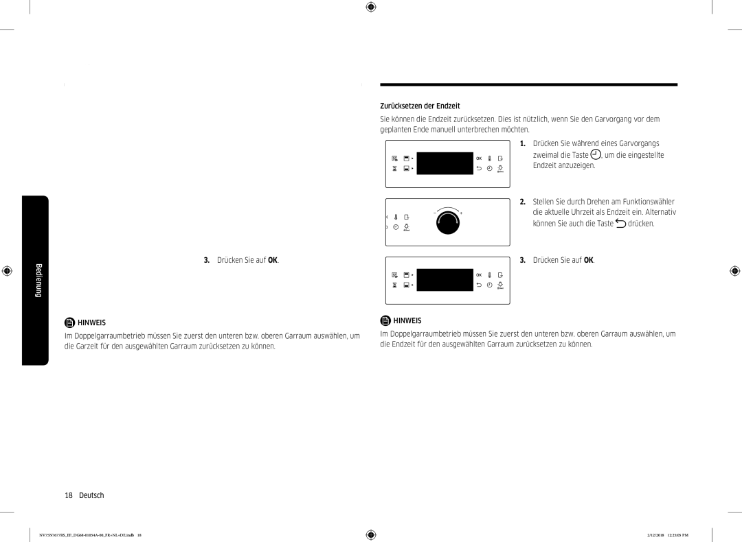 Samsung NV75N7677RS/EF manual Drücken Sie auf OK 