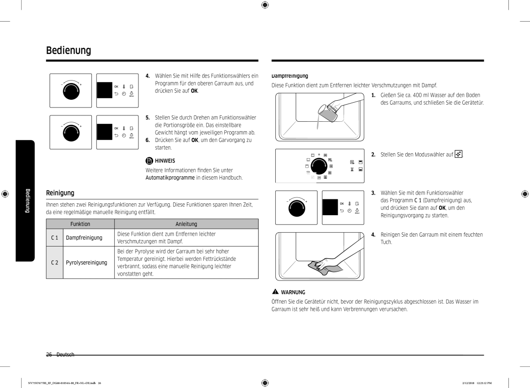 Samsung NV75N7677RS/EF manual Reinigung 