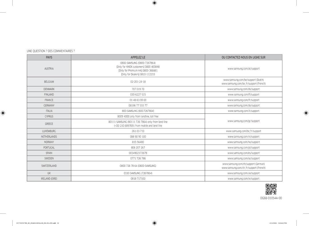 Samsung NV75N7677RS/EF manual DG68-01054A-00, Italia 