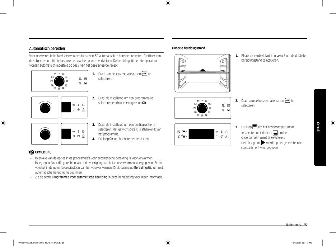 Samsung NV75N7677RS/EF Automatisch bereiden, Te selecteren of druk op Om het, Het pictogram Wordt op het geselecteerde 