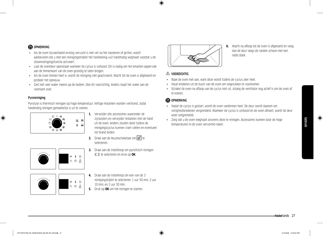 Samsung NV75N7677RS/EF manual Dan de deur langs de randen schoon met een natte doek 