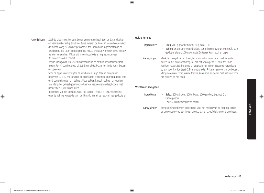 Samsung NV75N7677RS/EF manual Het bakken op het deeg 