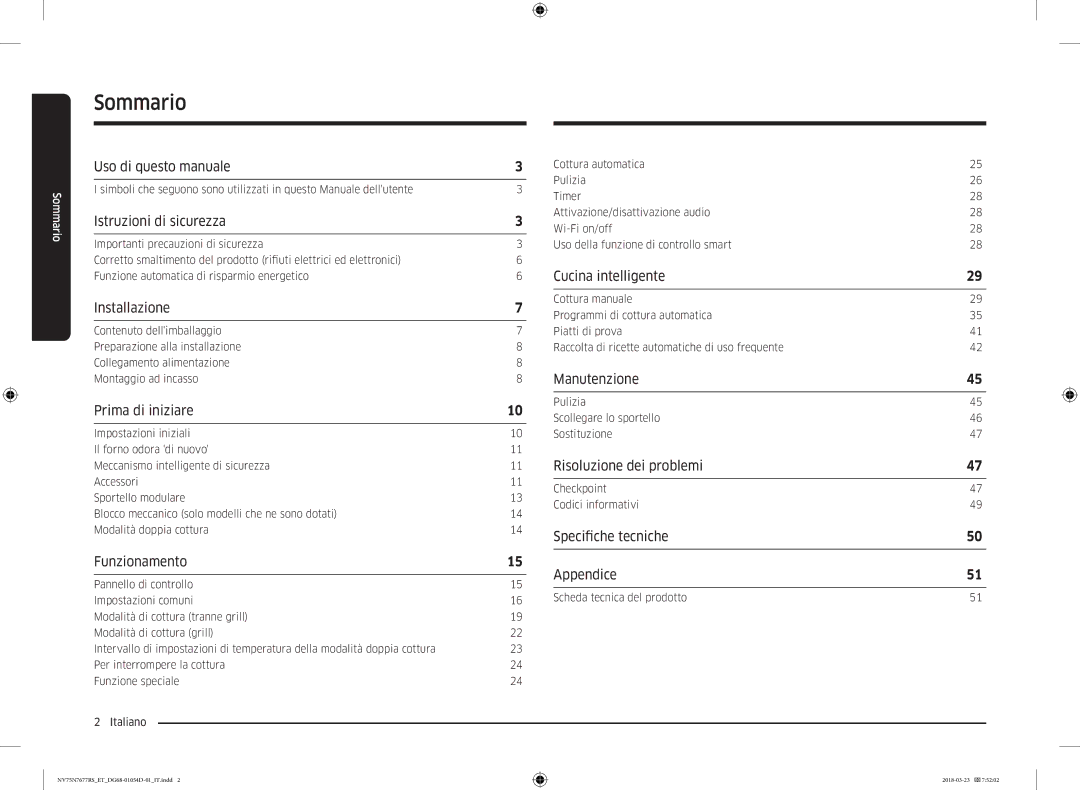 Samsung NV75N7677RS/ET manual Sommario 