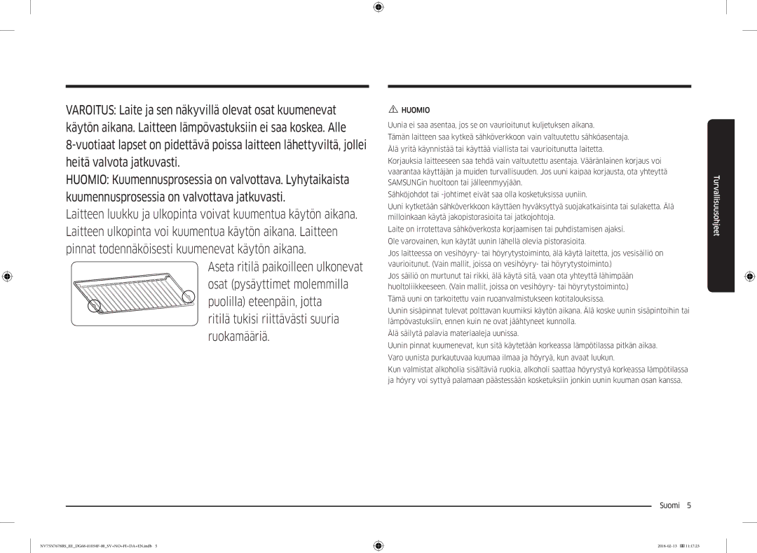 Samsung NV75N7678RS/EE manual Ritilä tukisi riittävästi suuria ruokamääriä 