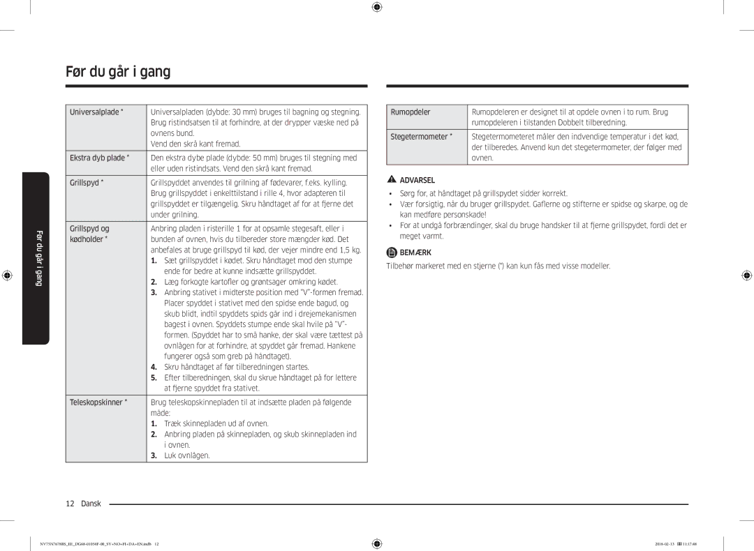 Samsung NV75N7678RS/EE manual Universalplade, Ovnens bund, Vend den skrå kant fremad, Fungerer også som greb på håndtaget 