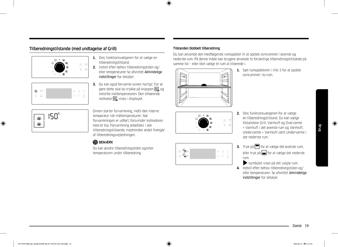 Samsung NV75N7678RS/EE manual Tilberedningstilstande med undtagelse af Grill 