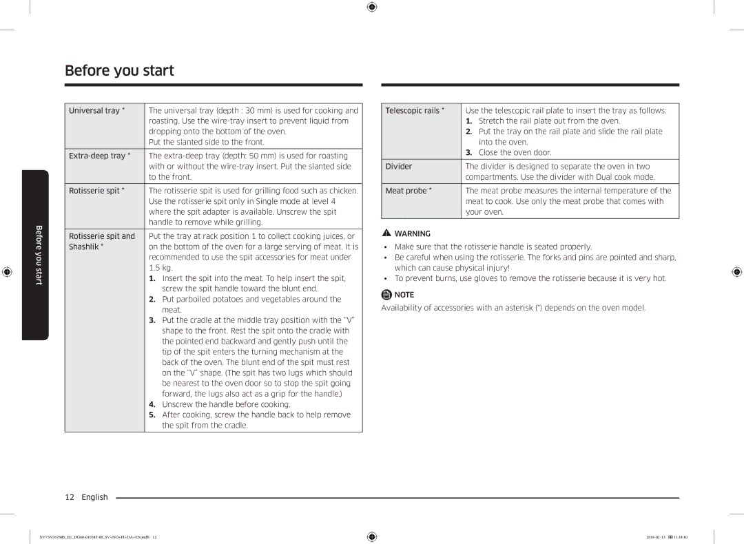 Samsung NV75N7678RS/EE manual Before you start 