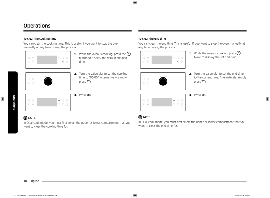 Samsung NV75N7678RS/EE manual Operations 