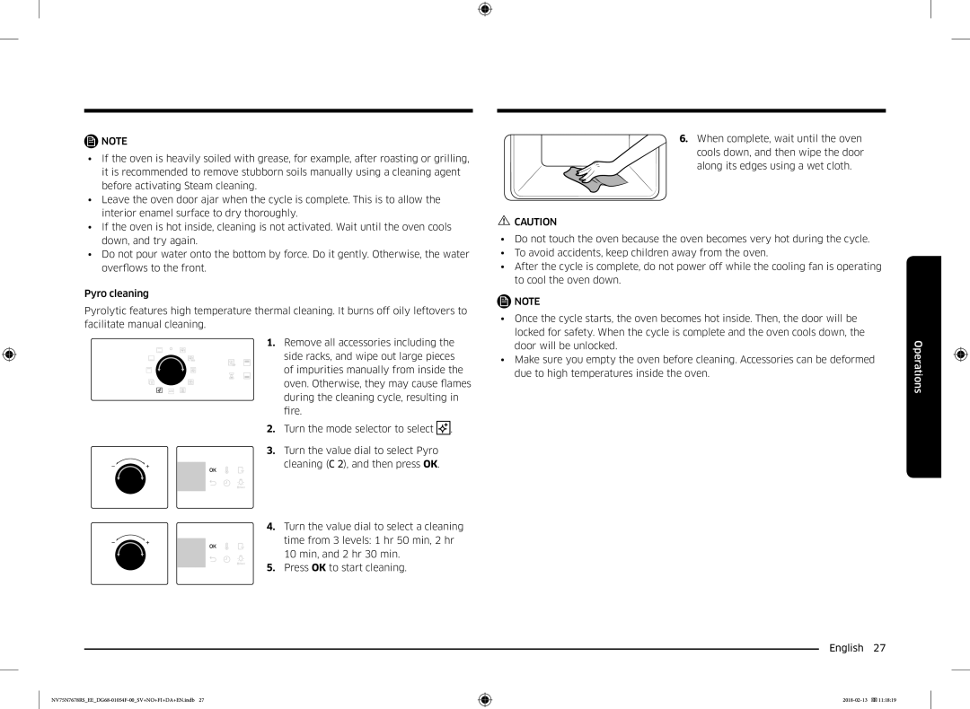 Samsung NV75N7678RS/EE manual Operations 