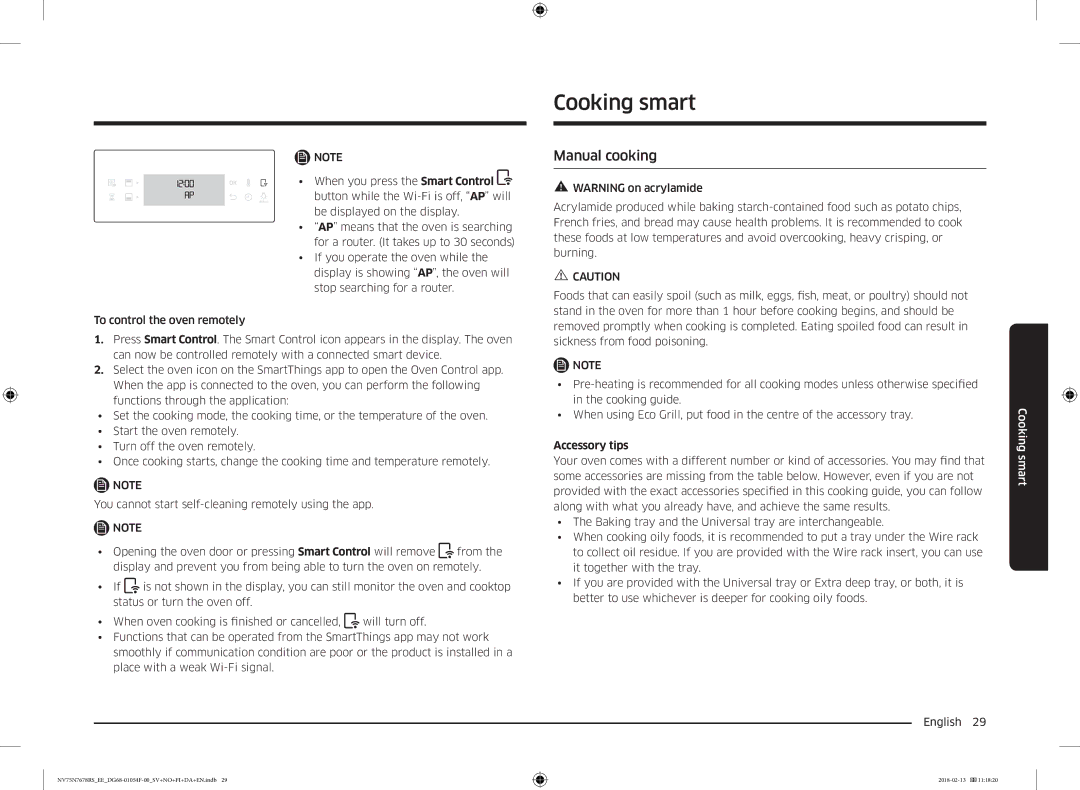 Samsung NV75N7678RS/EE manual Cooking smart, Manual cooking, Accessory tips 