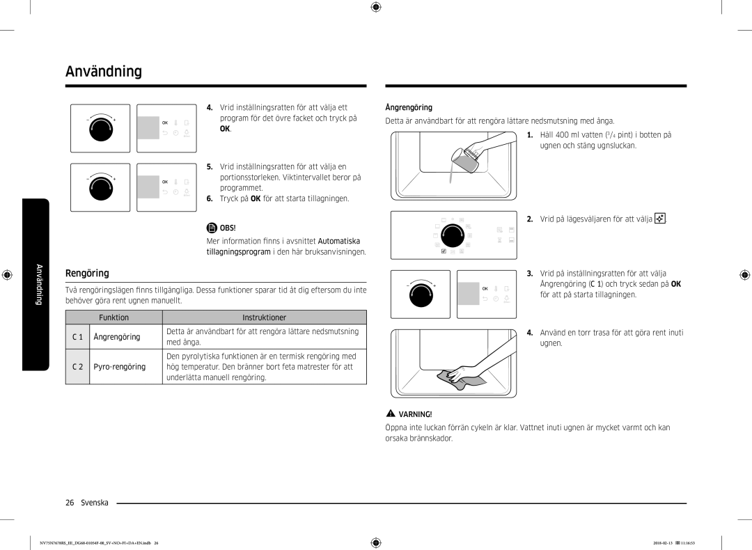 Samsung NV75N7678RS/EE manual Rengöring 