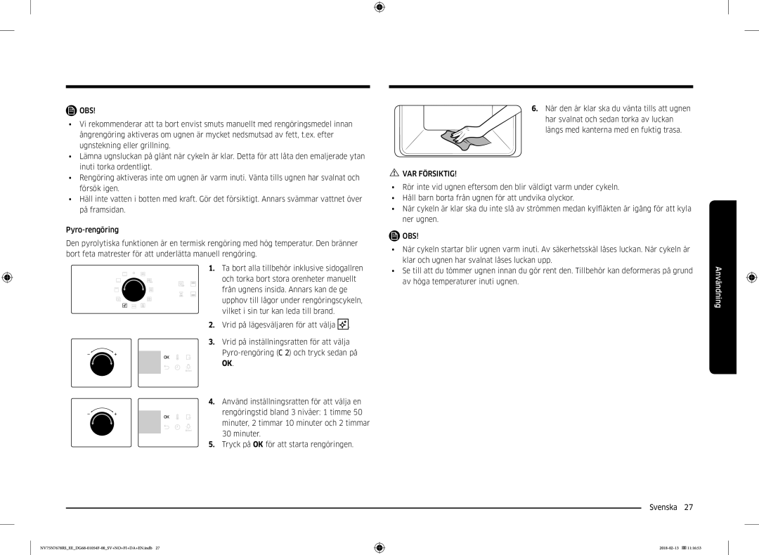 Samsung NV75N7678RS/EE manual Obs 