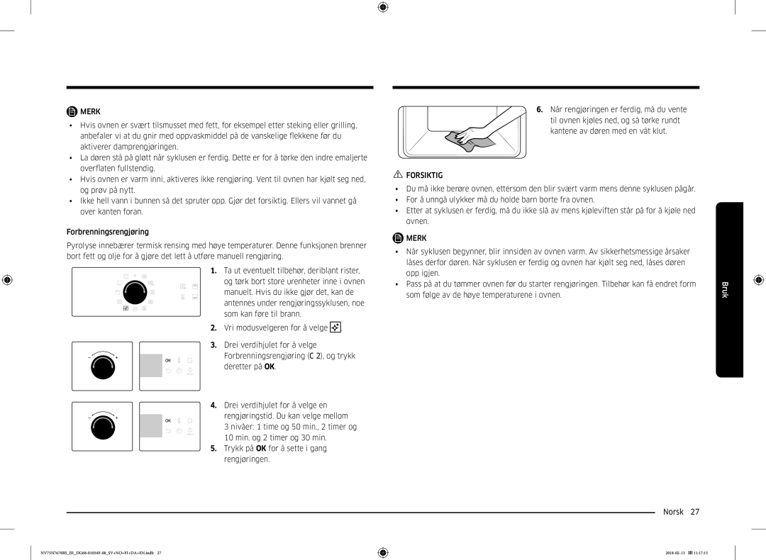 Samsung NV75N7678RS/EE manual Forsiktig 