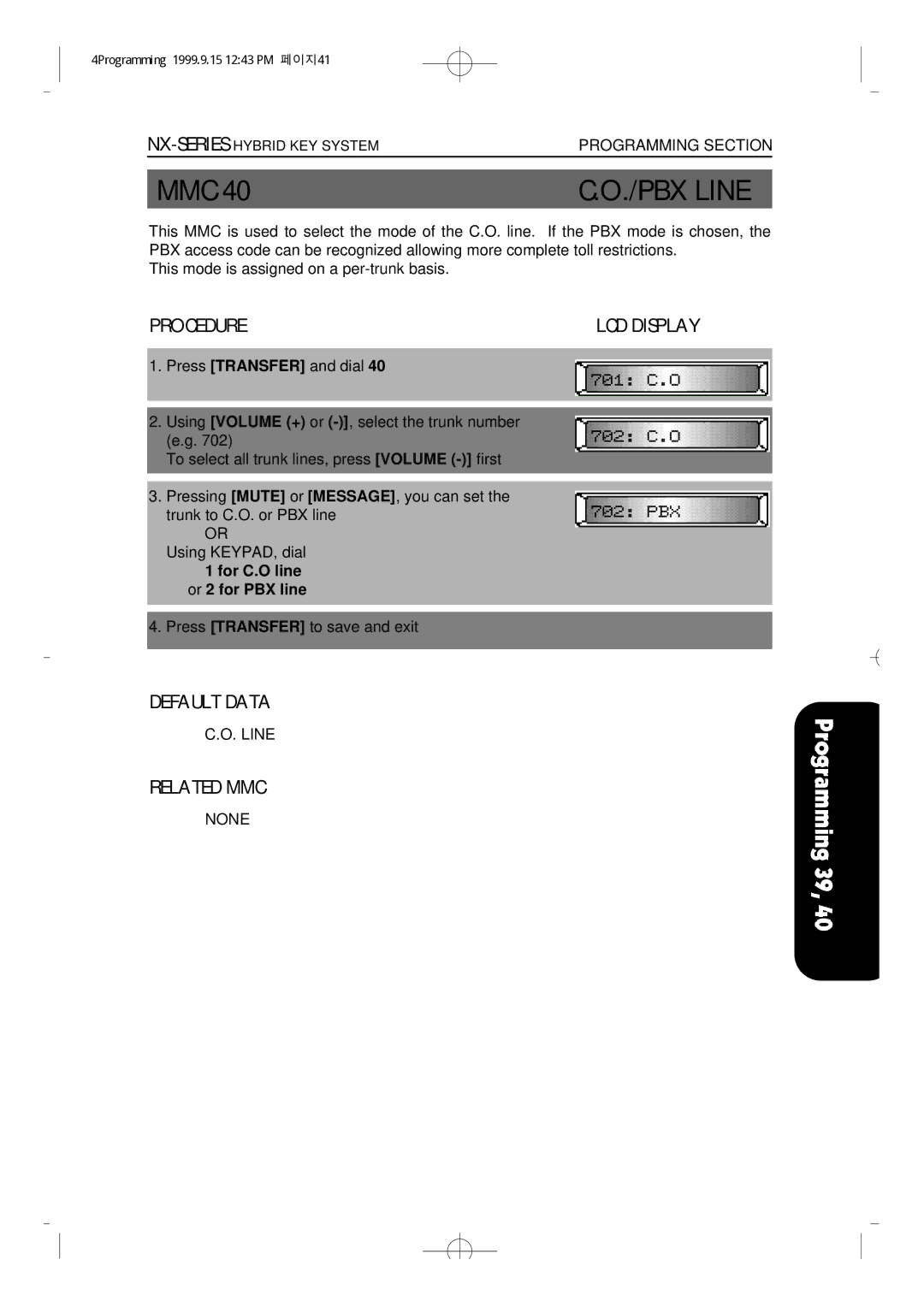 Samsung NX-308 technical manual PBX Line 