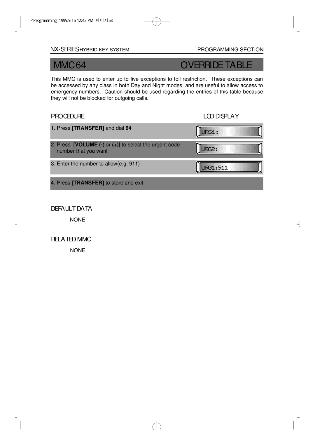 Samsung NX-308 technical manual Override Table 