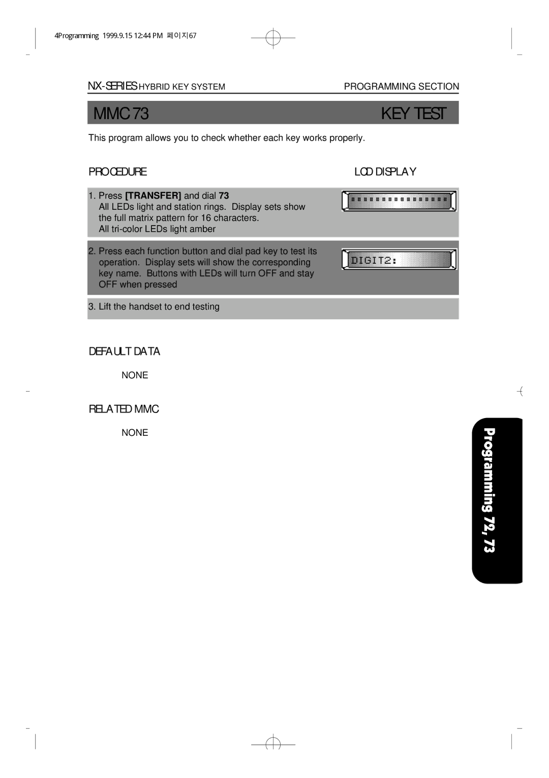 Samsung NX-308 technical manual KEY Test, LCD Display 