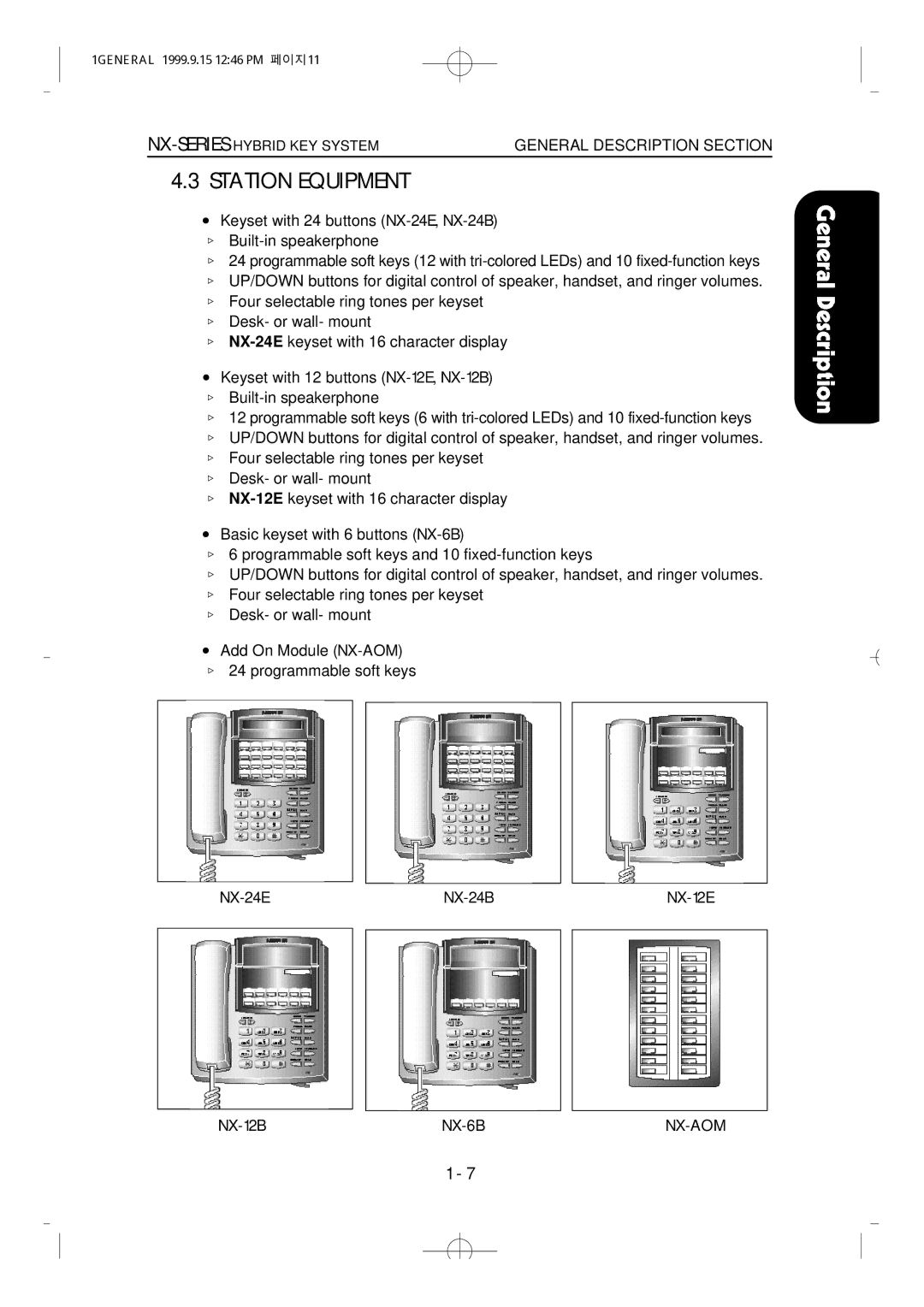 Samsung NX-308 technical manual Station Equipment 