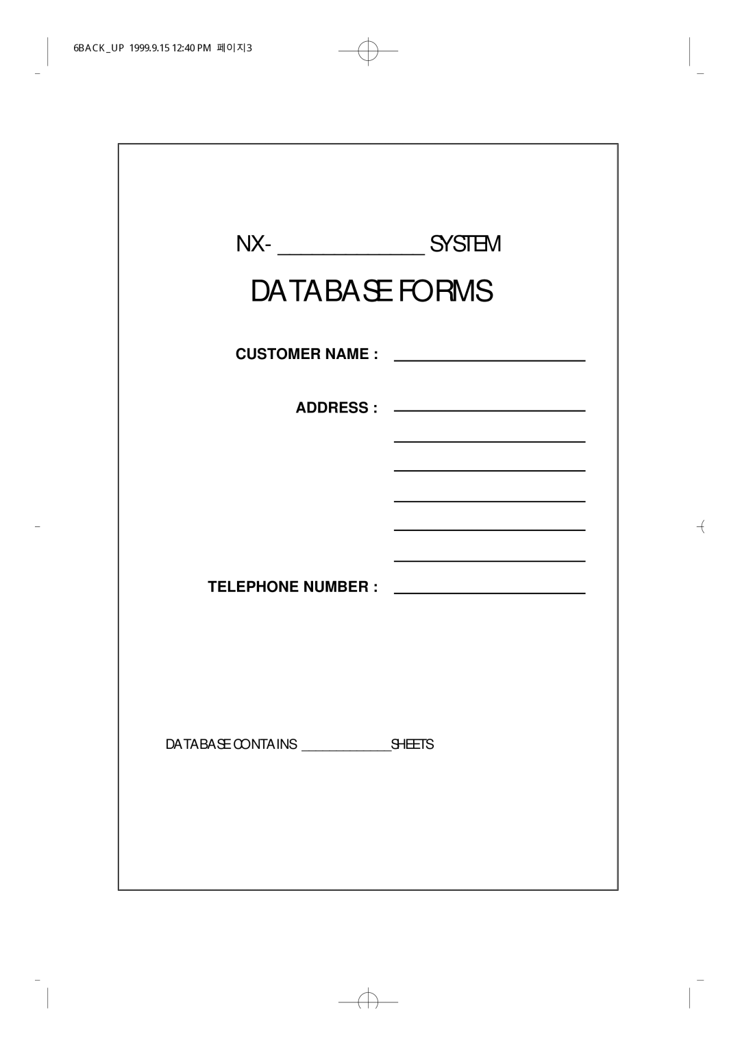 Samsung NX-308 technical manual Database Forms 