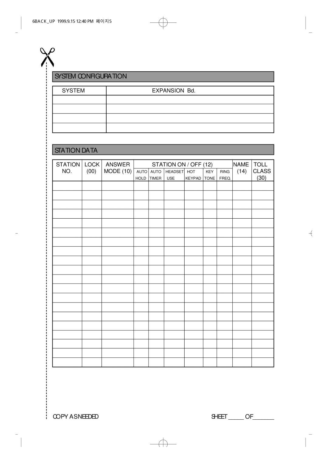 Samsung NX-308 technical manual System Configuration, Station Data 