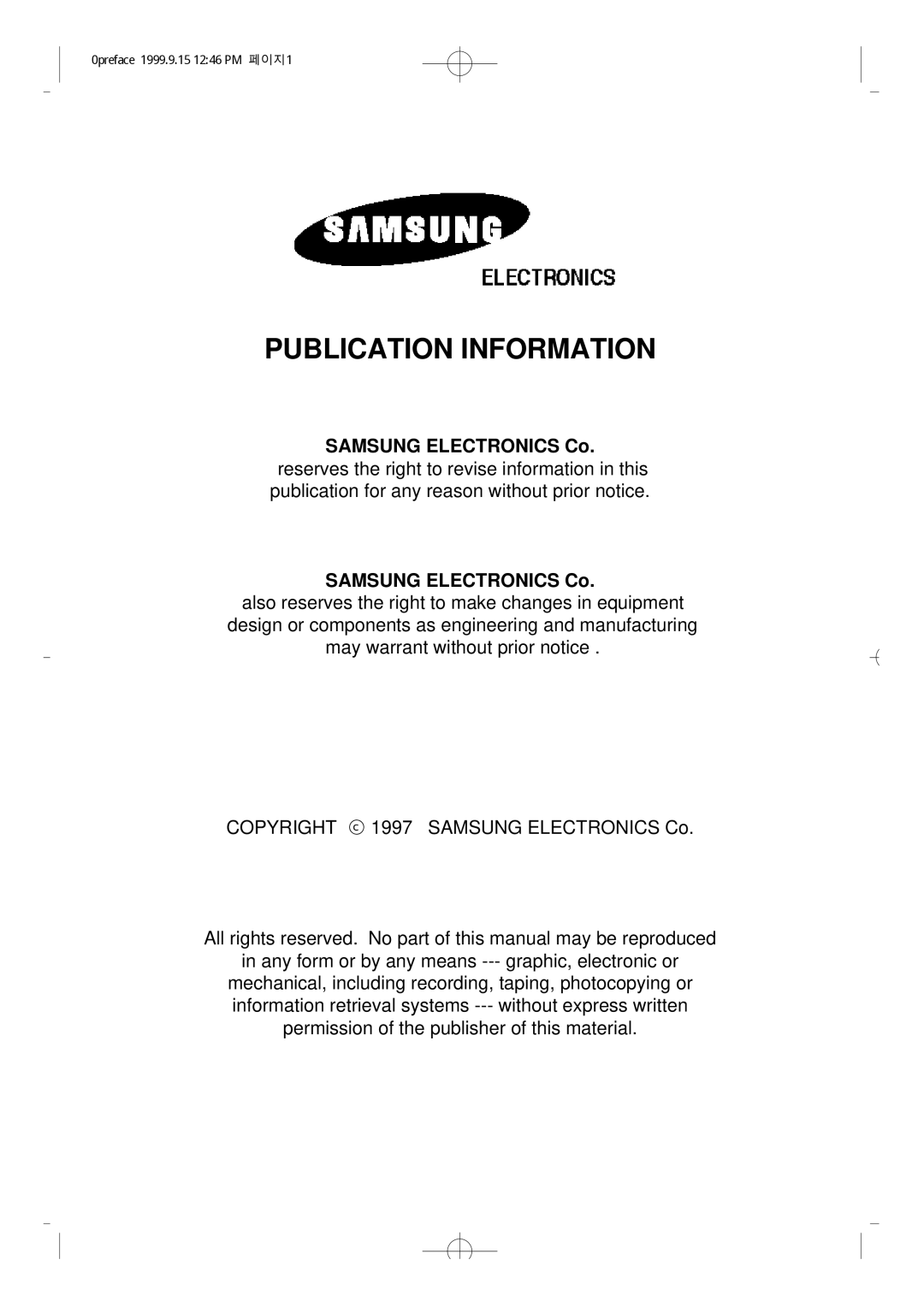 Samsung NX-308 technical manual Publication Information 