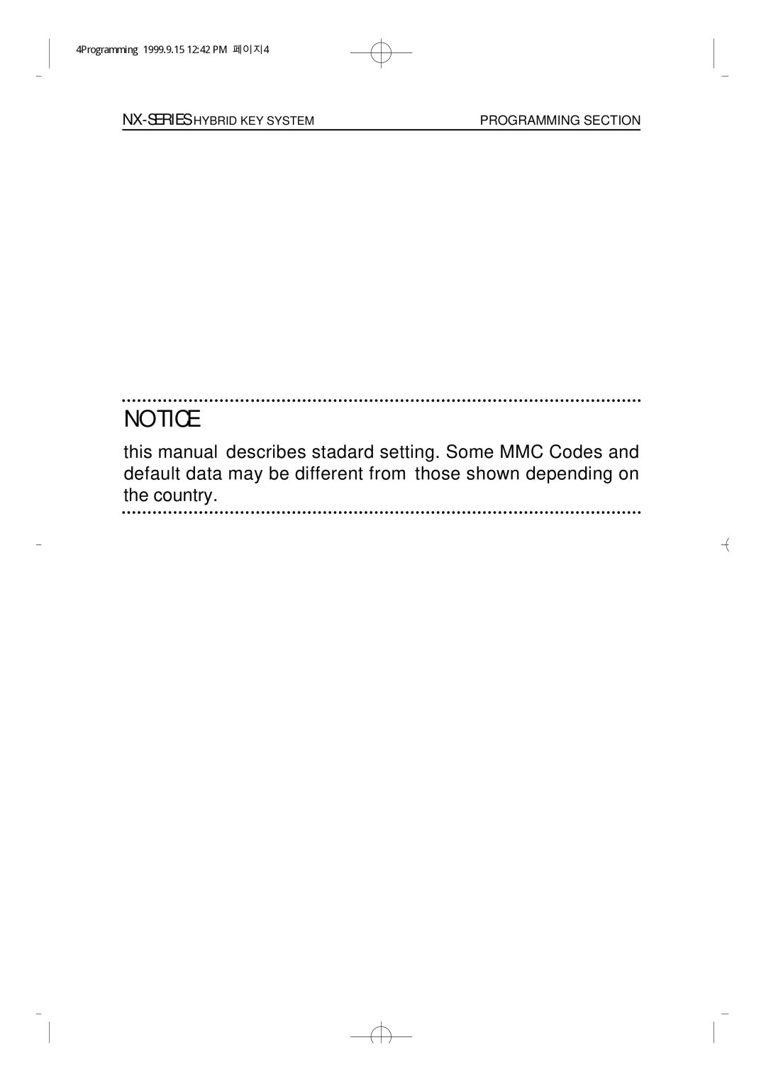 Samsung NX-308 technical manual Programming Section 