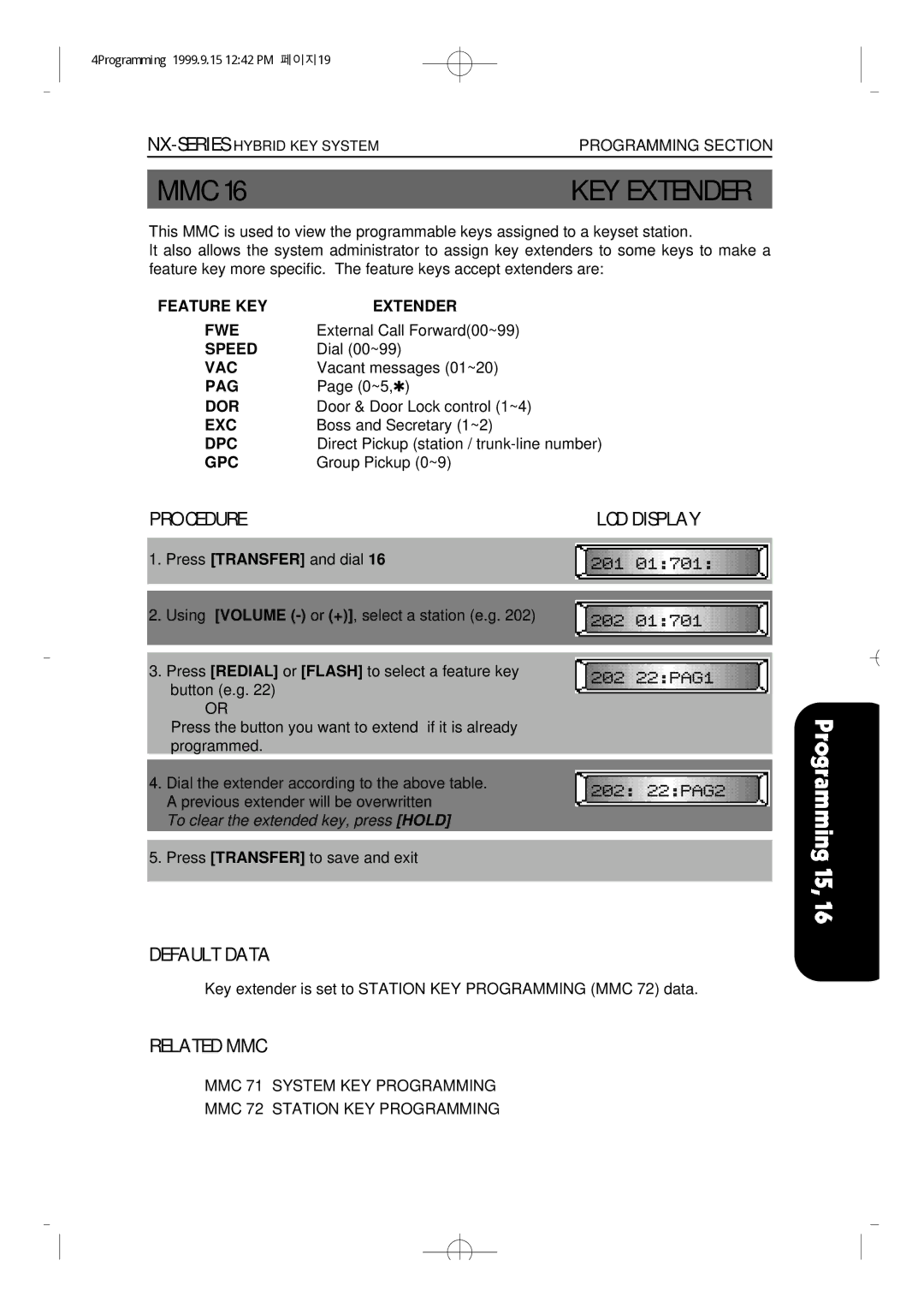 Samsung NX-308 technical manual KEY Extender 