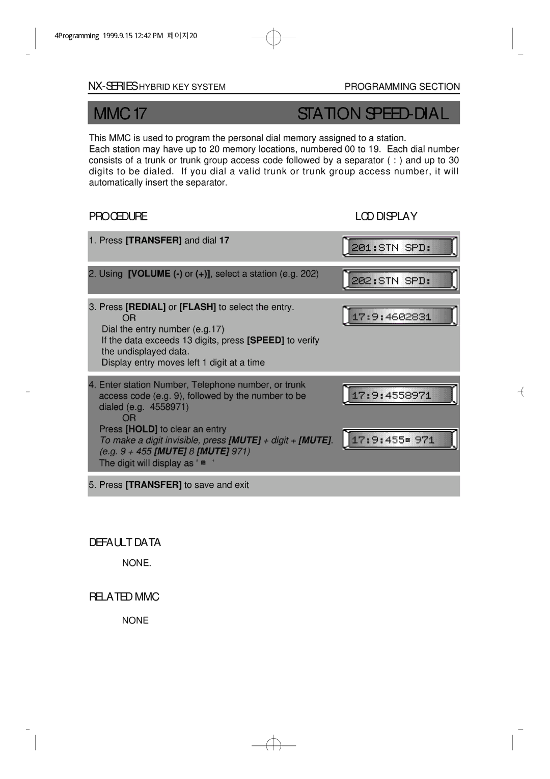 Samsung NX-308 technical manual Station SPEED-DIAL, Procedure 