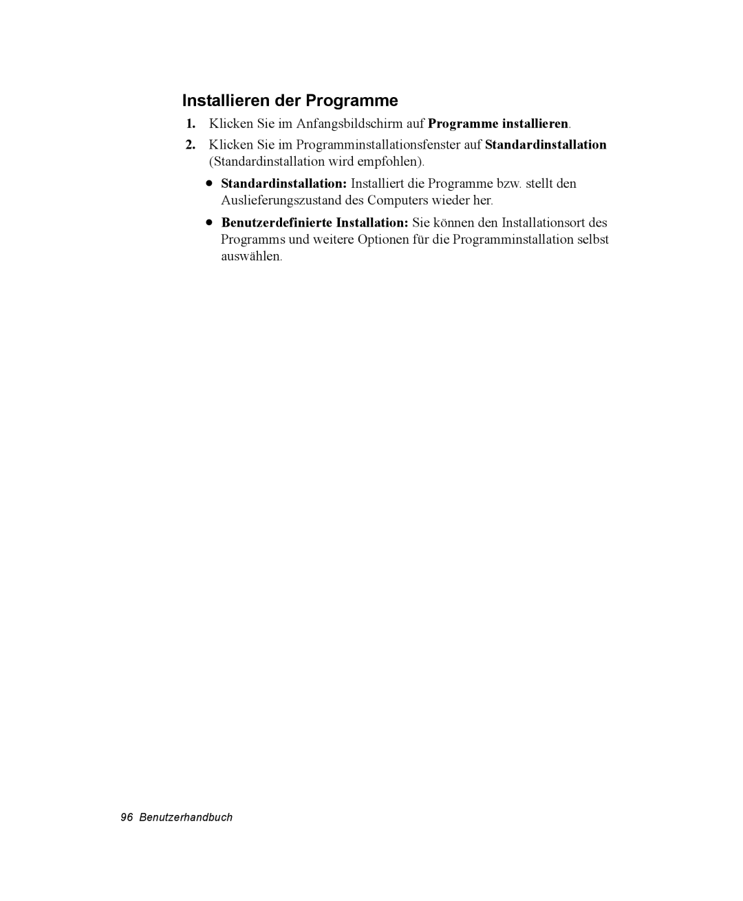 Samsung NX05RP0C1U/SEG, NX05CH50QJ/SEG, NX05PRC000/SEG manual Installieren der Programme 