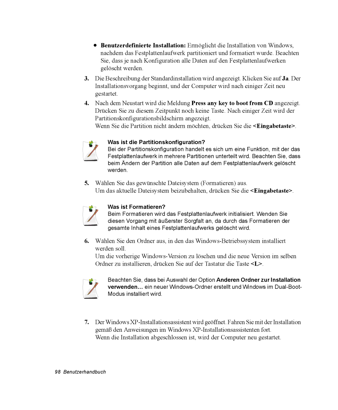 Samsung NX05CH50QJ/SEG, NX05RP0C1U/SEG, NX05PRC000/SEG manual Was ist die Partitionskonfiguration?, Was ist Formatieren? 